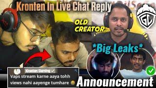 Kronten In Live Chat Savage Reply Big Leak ! Godl Old Creator Joining Back  Reply On Neyoo As CC