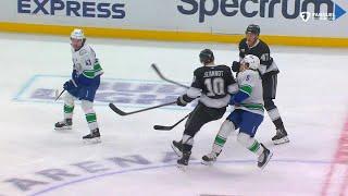 Tanner Jeannot assessed a match penalty for a check to the head on Brock Boeser.