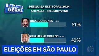 Pesquisa eleitoral mostra atual prefeito Ricardo Nunes (MDB) na liderança para a Prefeitura de SP