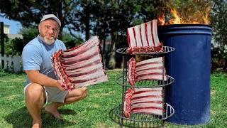 Set On Fire A Barrel with GIANT Beef Ribs Inside! The Most Wild Way to Cook