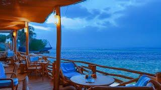 Summer Atmosphere of a Coastal Cafe with relaxing Bossa Nova Music and Sound of Ocean Waves 