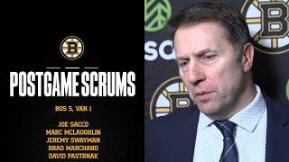 Sacco, select players react after B's beat Canucks 5-1