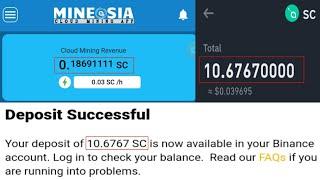 Mine #Siacoin | Mine daily SC coin instant sell on #binance | Legit earn ap | Siacoin withdraw proof