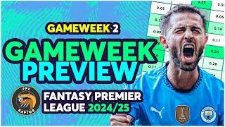 FPL GAMEWEEK 2 PREVIEW | FODEN, KDB, DOKU OR BERNARDO? | Fantasy Premier League Tips 2024/25