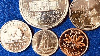 1973 Canadian Coins With Special Quarter and Dollar