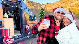 Magical Hallmark Christmas in the Desert | Vanlife Camping | presents, campfire, cookies