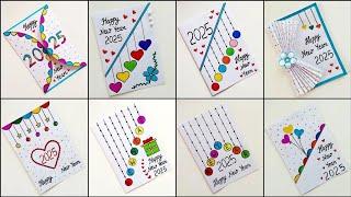 8 DIY Last minute Happy New year greeting card idea 2025 • Easy & Beautiful Handmade New year card