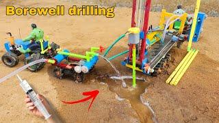 DIY Tractor mini borewell drilling machine | RCC Water tank | Motor water pump | Science project