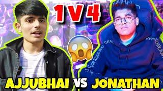 Total Gaming CHALLENGE Jonathan Gaming 1v4  | FF VS BGMI | Ajjubhai First Event After Face Reveal