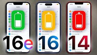 Test de BATERIA iPhone 16e vs iPhone 16 vs iPhone 14 