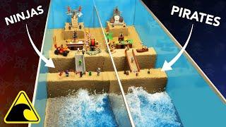 Pirates VS Ninjas - Double Dam Breach - Lego Tsunami Experiment