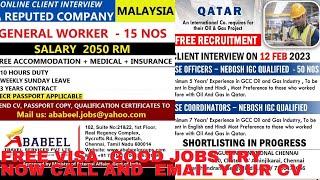 jobs in abroad, gulf wanted,gulf interview, free visa requirements, gulf jobs,dubai,kuwait jobs.