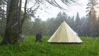 ️ My NEW TENT was hit by CRAZY RAIN ️ Camping in Heavy Rain with Thunderstorm for Relaxing