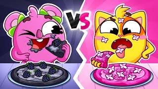  Pizza Challenge!  Pink VS  Black Pizza Song | Kids Songs  And Nursery Rhymes by Baby Zoo