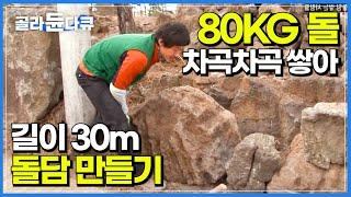 80kg 넘는 거대한 돌 차곡차곡 쌓아 30m 길이 돌담을 만들어라!ㅣ100% 사람 손으로 만드는 돌담. 어떻게 정교하고 튼튼하게 쌓는 걸까?ㅣ제주 돌담ㅣ극한직업ㅣ#골라듄다큐