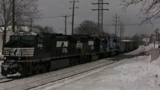 Snow+EMD+Pushers; Interesting Valentine's Day on NS Harrisburg Line