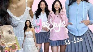 YesStyle try-on haul  affordable soft girl spring aesthetic