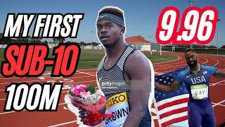 9.96 !! My 1st SUB 10 100m Race REACTION (vs Tyson Gay ) || Aaron Kingsley Brown