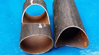 Genius idea Of Round Pipe Notching // How To Notch Round Tube