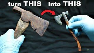 I turn a Rusty Hatchet into a Beautiful little Battle Axe