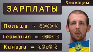 ЗАРПЛАТЫ  УКРАИНСКИХ  БЕЖЕНЦЕВ В  ПОЛЬШЕ В ГЕРМАНИИ И  В КАНАДЕ !