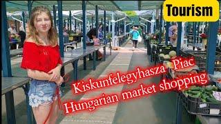 Traditional Hungarian Local market Piac kiskunfelegyhasza  Hungary Buying vegetable plants Amstaffs