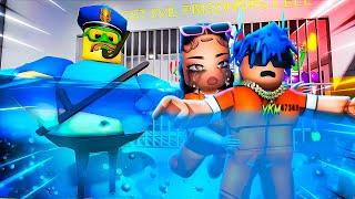 WE ESCAPE BARRY'S SHARK ATTACK GAME PRISON RUN IN ROBLOX (OBBY)