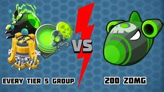 Every tier 5 group vs 200 ZOMG in BTD6