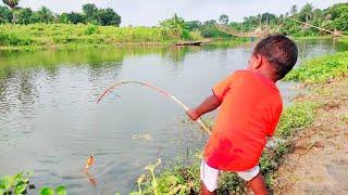 really amazing hook fishing video 2021little boy hunting fish by hook in beautiful nature