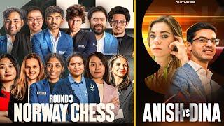 Norway Chess 2025 | Round 3 | Gukesh vsHikaru | Magnus vs Wei | Arjun vs Caruana |Ft. Anish vs Dina