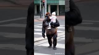 Baby and gorilla intimate moment#gorillababy #cute #animals #gorilla #baby