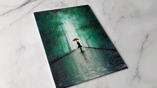 Walk in the forest rain  easy acrylic painting idea for beginners #shorts #youtubeshorts #artideas