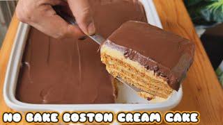 NO BAKE BOSTON CREAM CAKE RECIPE