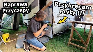 Przykręcam Płyty Poliwęglanowe do Ściany Przyczepy !!! -  Układam Przewody i Piankuję Narożnik #973