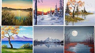 10 Easy Acrylic Painting for Beginners / Acrylic Painting 1 hours