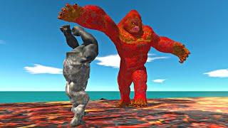 Magma Gorilla vs King Kong Evolution in Magma Arena - Animal Revolt Battle Simulator