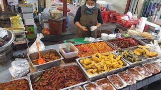 활기찬 아침~ 제주 서귀포 5일장 분식집 (Dynamic snack shop in a traditional Korean market - Korean street food)