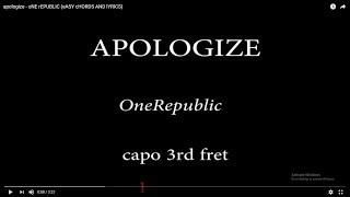 apologize - oNE rEPUBLIC (eASY cHORDS AND lYRICS) 3rd fret