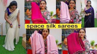 space silk sarees with cut work