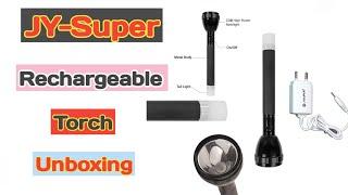 JY-Super Rechargeable Flash Light With Double Led Unboxing|Rechargeable Torch|Torch Unboxing