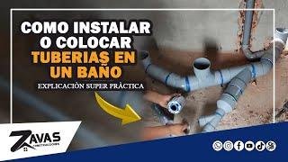 Cómo Instalar o Colocar tuberías en un Baño - Plomeria - PVC