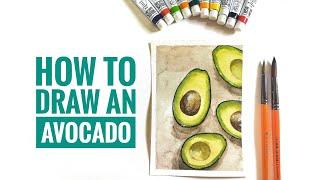 WATERCOLOR Painting Tutorial, how to draw an avocado  | easy watercolor tutorial for beginners