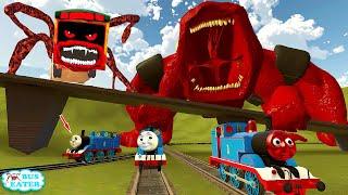 Building a Thomas Train Family Chased By Train Eater Monster, Bus Eater Tapes, House Head in GMod!