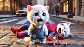 Spider Police Cat and Kitten fight Evil Hyena Gang #cat #ai #catlover #catvideos #cutecat #aicat