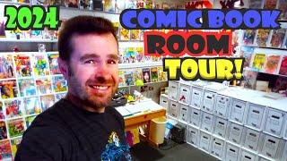 COMIC BOOK ROOM TOUR 2024! Comics on display, storage, video set up and mounting comics on the walls