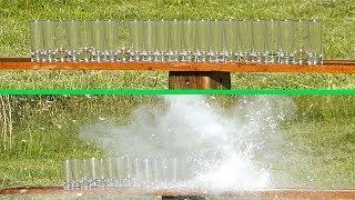5.56 AR15 and 30-06 Remington 760 vs Shot Glasses (960fps Slow Motion)
