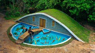 Build Fish Pond In front of under Grass House 