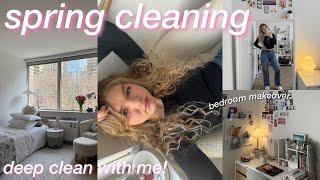 DEEP CLEAN WITH ME! closet cleanout & bedroom makeover 🫧 productive spring cleaning vlog 2025