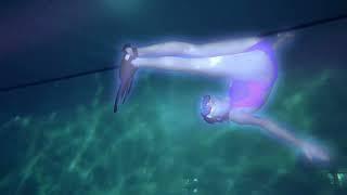 girl underwater and  breathhold in 5meter depth pool