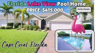 Cape Coral Florida Lakefront Pool Home with 4 bedrooms for only $ 415,000